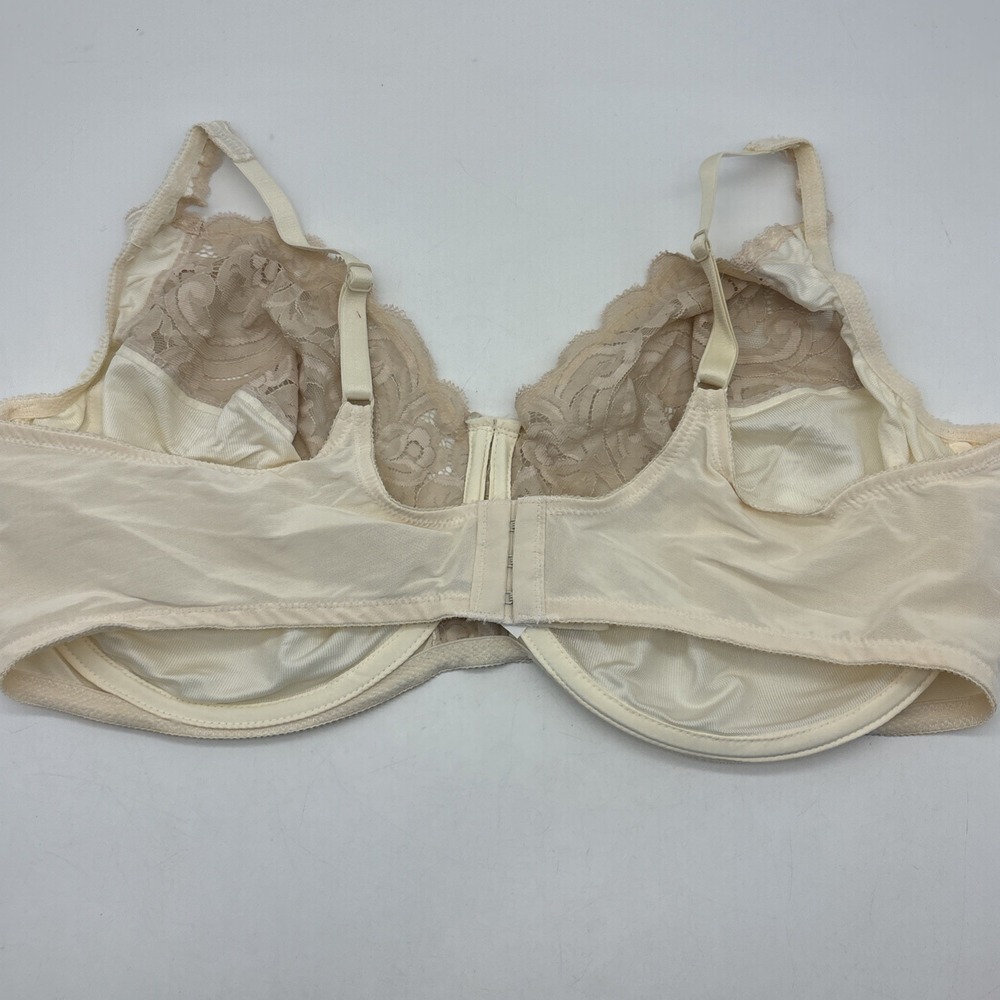 vintage Vanity Fair underwire bra 46D satin and lace sheer ivory 75-165 - Picture 4 of 9